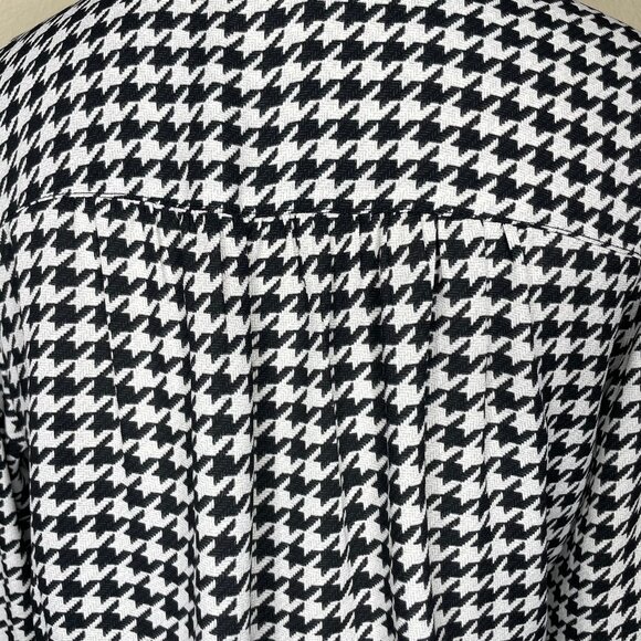 H&M Women's Houndstooth Long Sleeve Collared Button Down Blouse Top Small - Picture 4 of 13